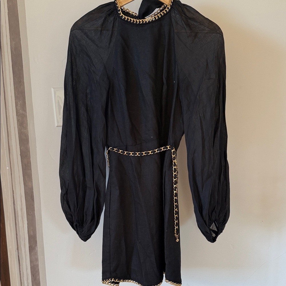 Zimmerman Elegant Black Dress with Gold Chain Accents